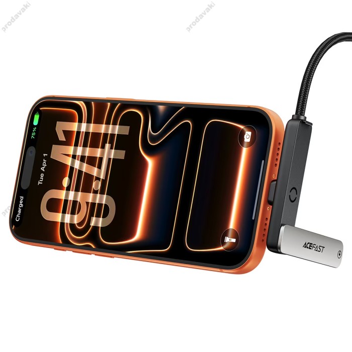 Кабель ACEFAST C28-03 charging data cable with phone holder data cable Type-C to Type-C 60W 3A 1.2m Metal-grey